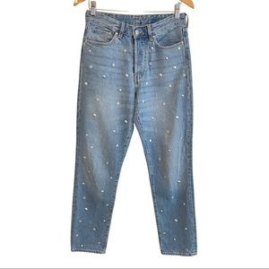 H&M Vintage Fit Studded High Rise Mom Jeans Size 27